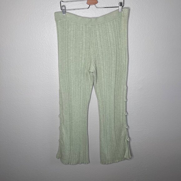 Free People Beach Ribbed Knit Bootcut Pants Slit Side Detail Large - Picture 6 of 12